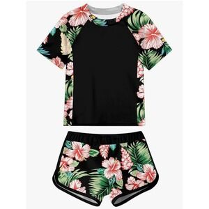 Girl's Rash Guard Swimsuit UPF 50+ 2-Piece Shirt Shorts Bathing Suit 13-14 Years